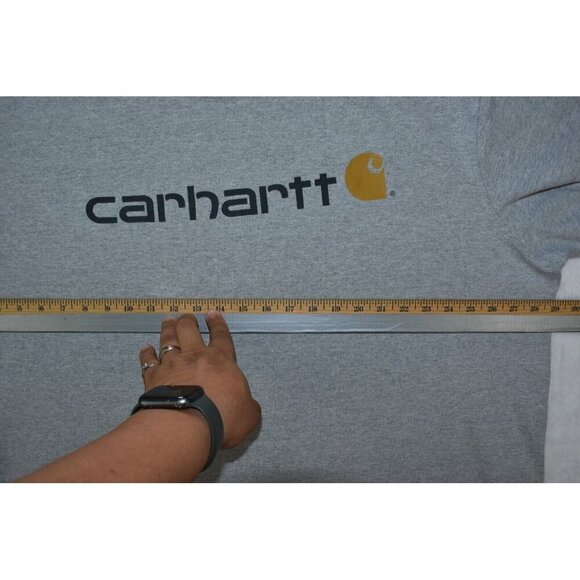 Carhartt Emea Mens T-Shirt Size 3XL Tall Original Fit Gray Core Logo Long Sleeve - Picture 10 of 12